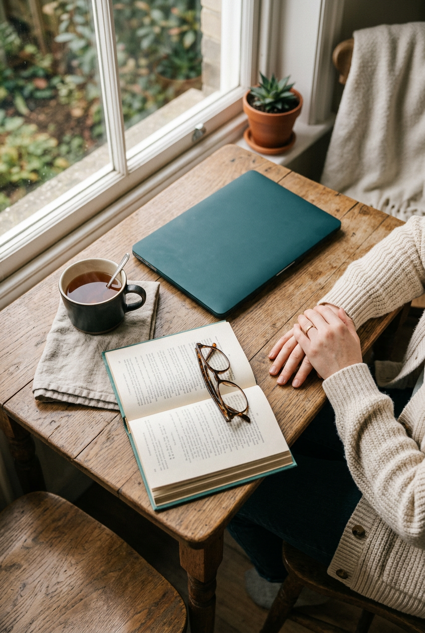A closed laptop, tea, and a book — publishing happens without you