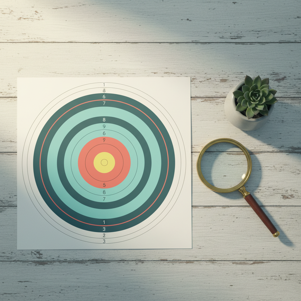 A dart in the bullseye of a small dartboard