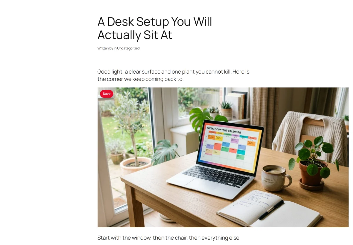 The save button appearing on a post image when a reader points at the picture.